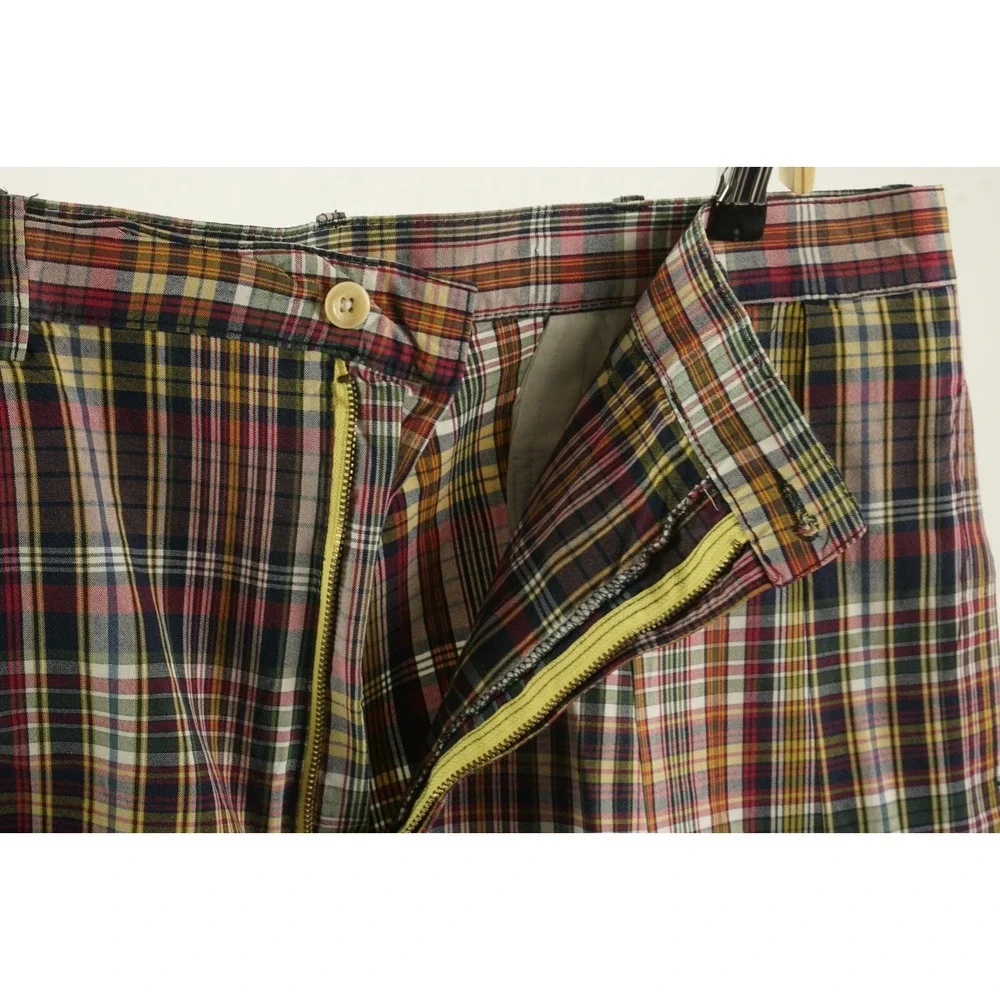 Vintage Polo Ralph Lauren Madras Plaid Pleated Chino Shorts Mens 40 x 8.5 Cotton